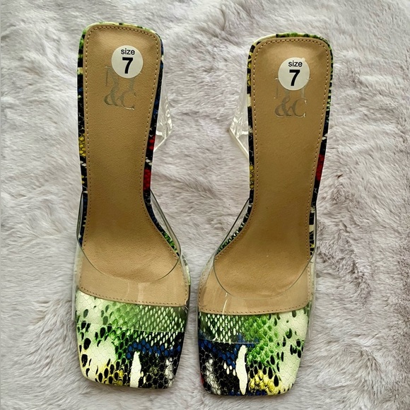 New York & Company Shoes - NEW YORK & COMPANY Heather Multi Color Clear Block Heel Mules Size 7 NWOB